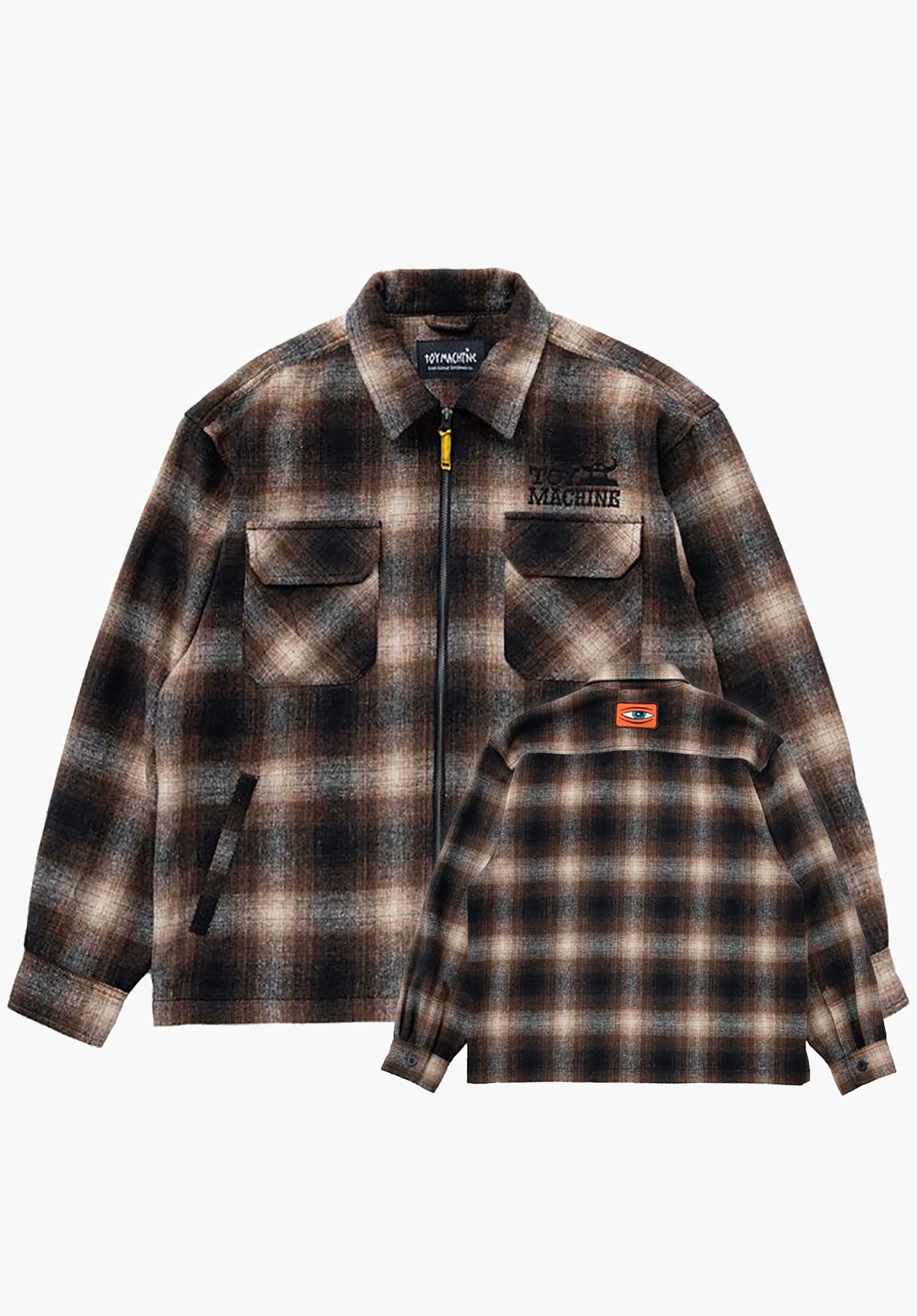Sect Eye Patch Plaid Check Zip Shacket Vorderansicht
