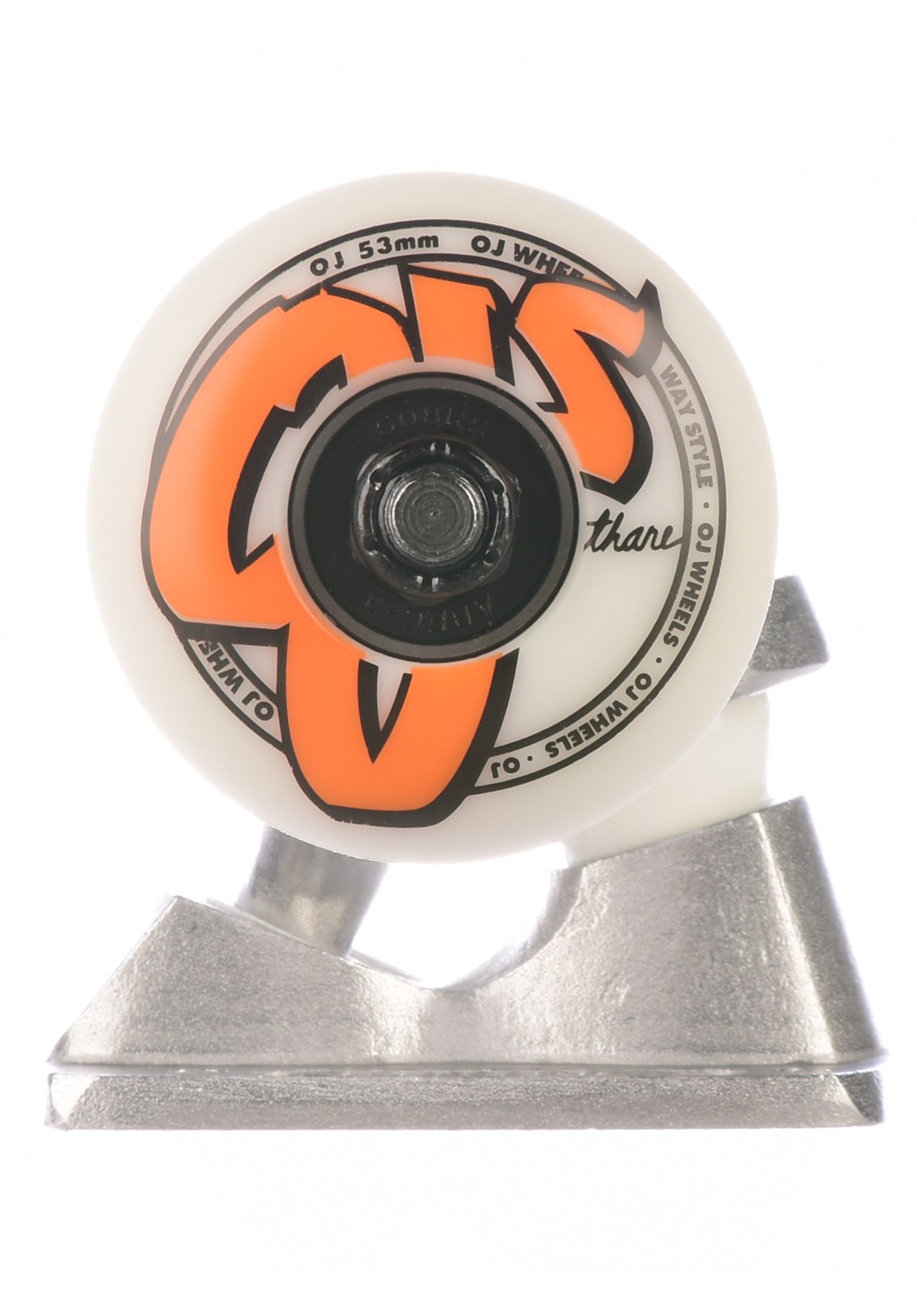 120mm 53mm 83A OJ Logo 1t/2w/4b Assembly Silver Tr Closeup1