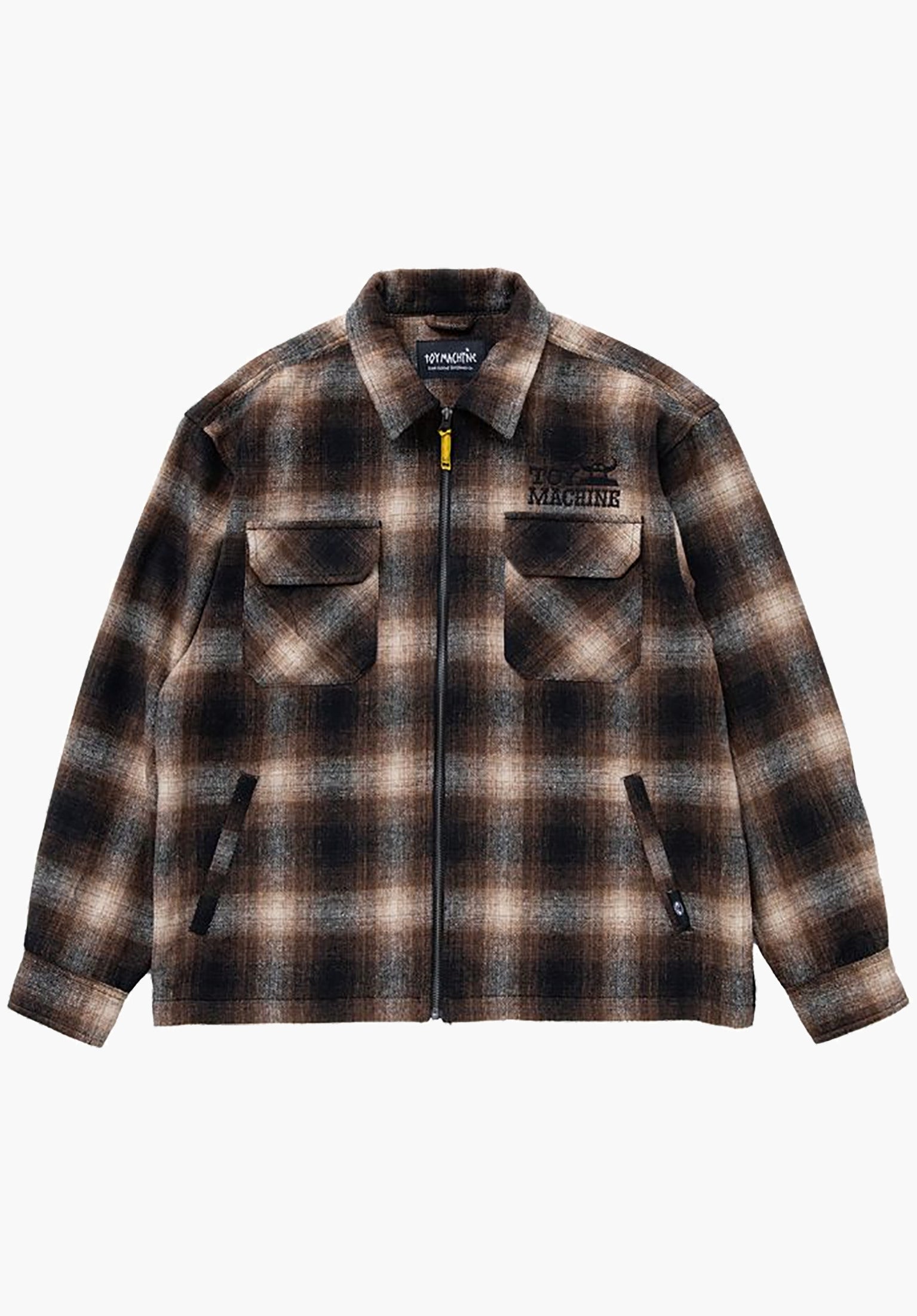 Sect Eye Patch Plaid Check Zip Shacket Closeup1