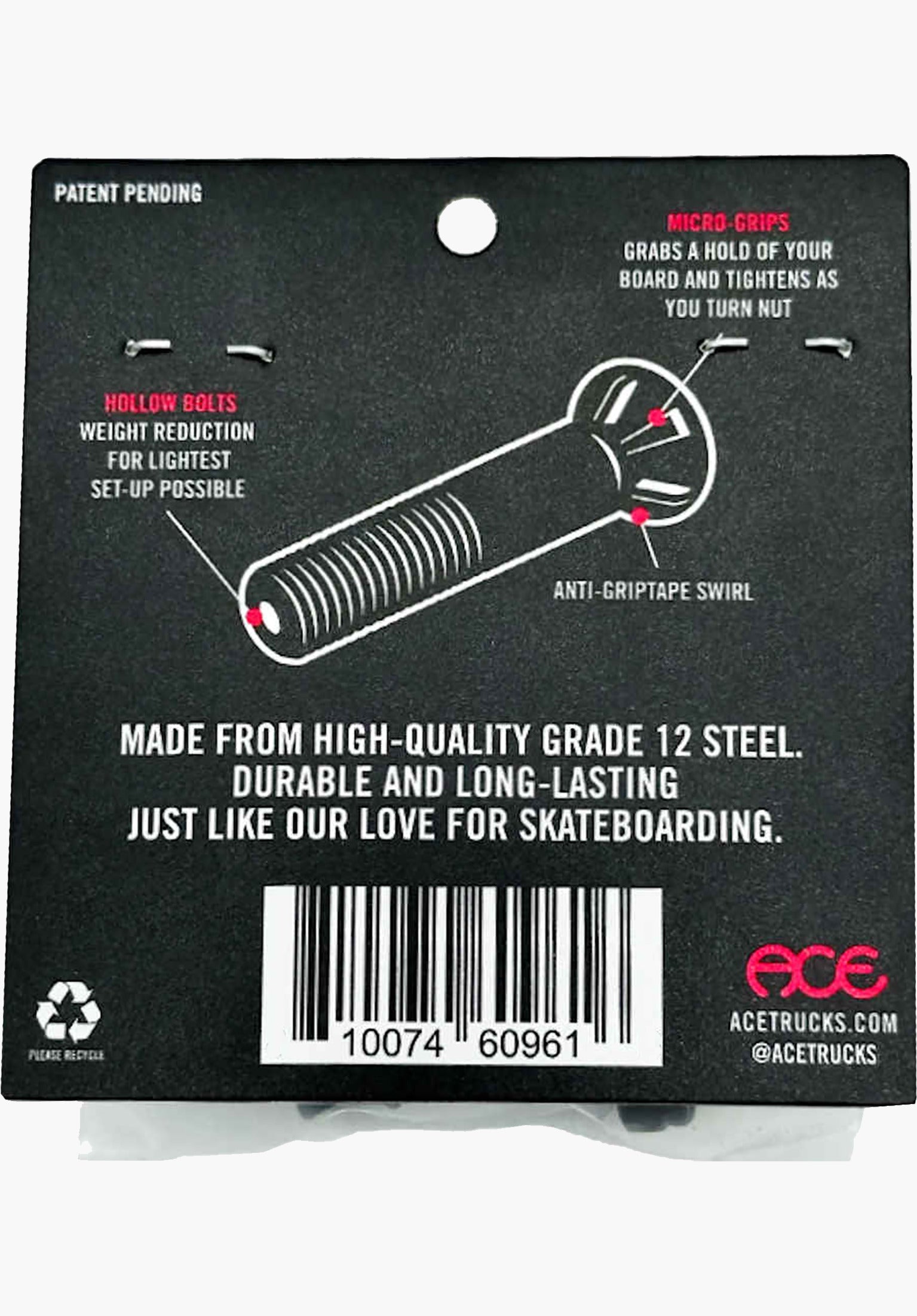 Allen 1 1/4 AF1 Hollow Bolts with Grippers Rueckenansicht