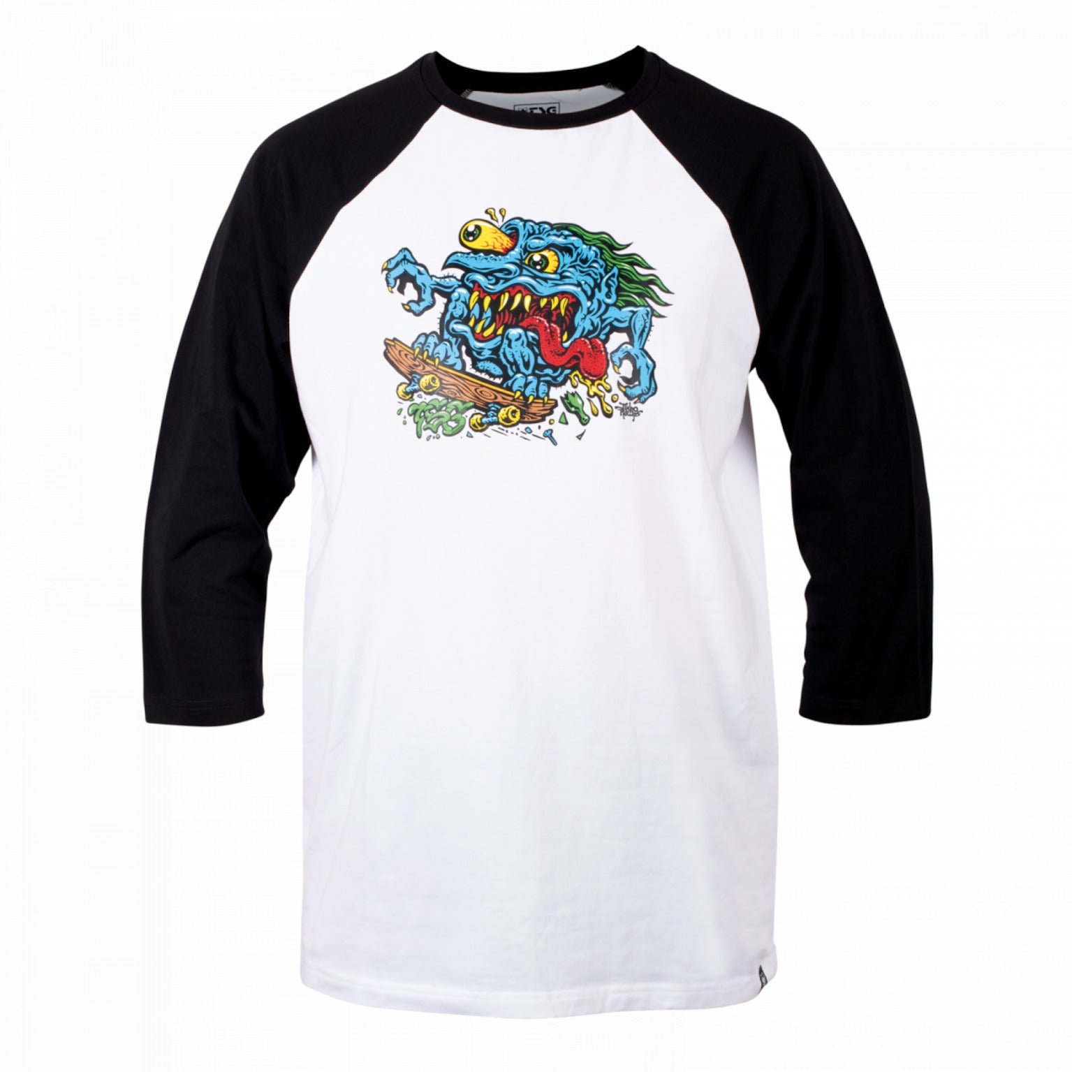 3/4 Raglan Skatecreep grey mel black Vorderansicht