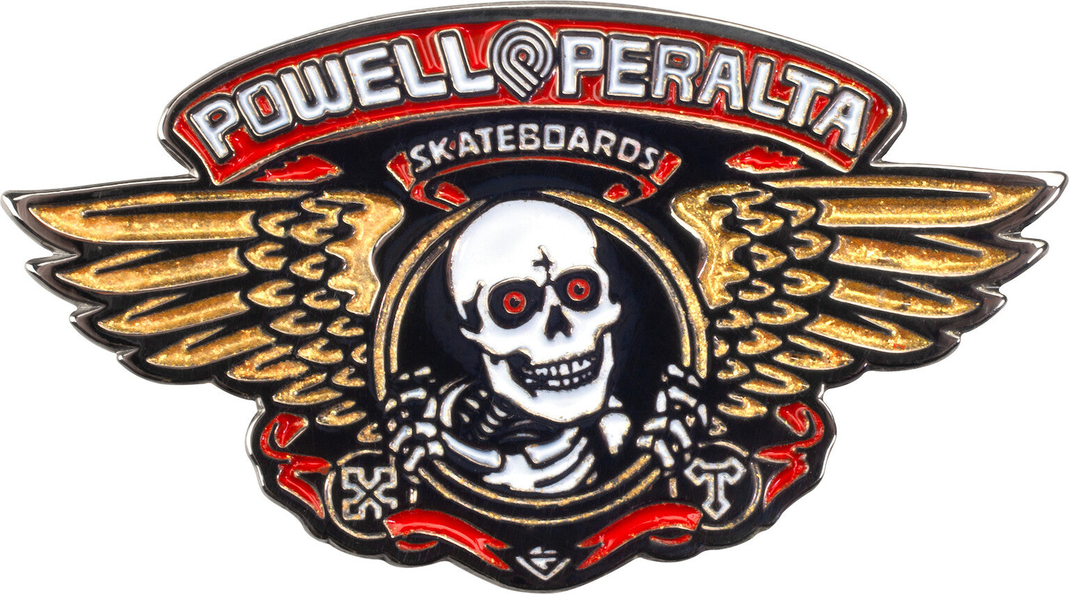 Winged Ripper Lapel Pin red / metallic gold Vorderansicht