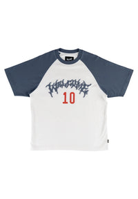 Dugout Boxy Raglan With Fabric Patch white-navy Vorderansicht