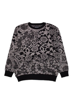 Jacquard Knit Laced grey-black Vorderansicht