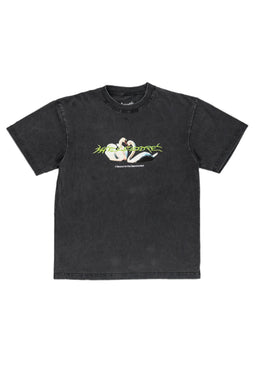 Lovebirds Boxy Printed Enzyme-washed black Vorderansicht