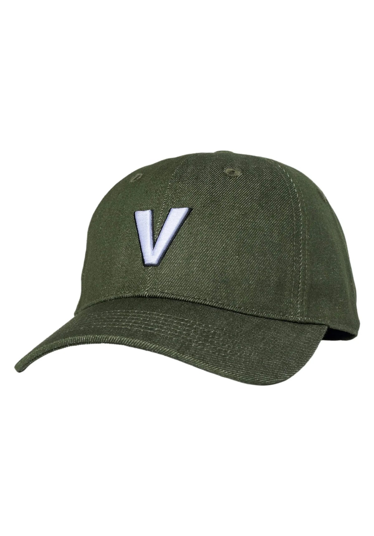 Retro V 6-Panel Low Denim Unstructured Snapback olive-denim Vorderansicht