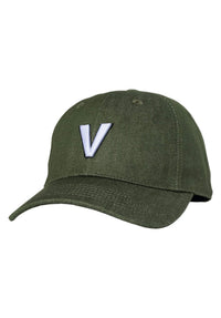Retro V 6-Panel Low Denim Unstructured Snapback olive-denim Vorderansicht