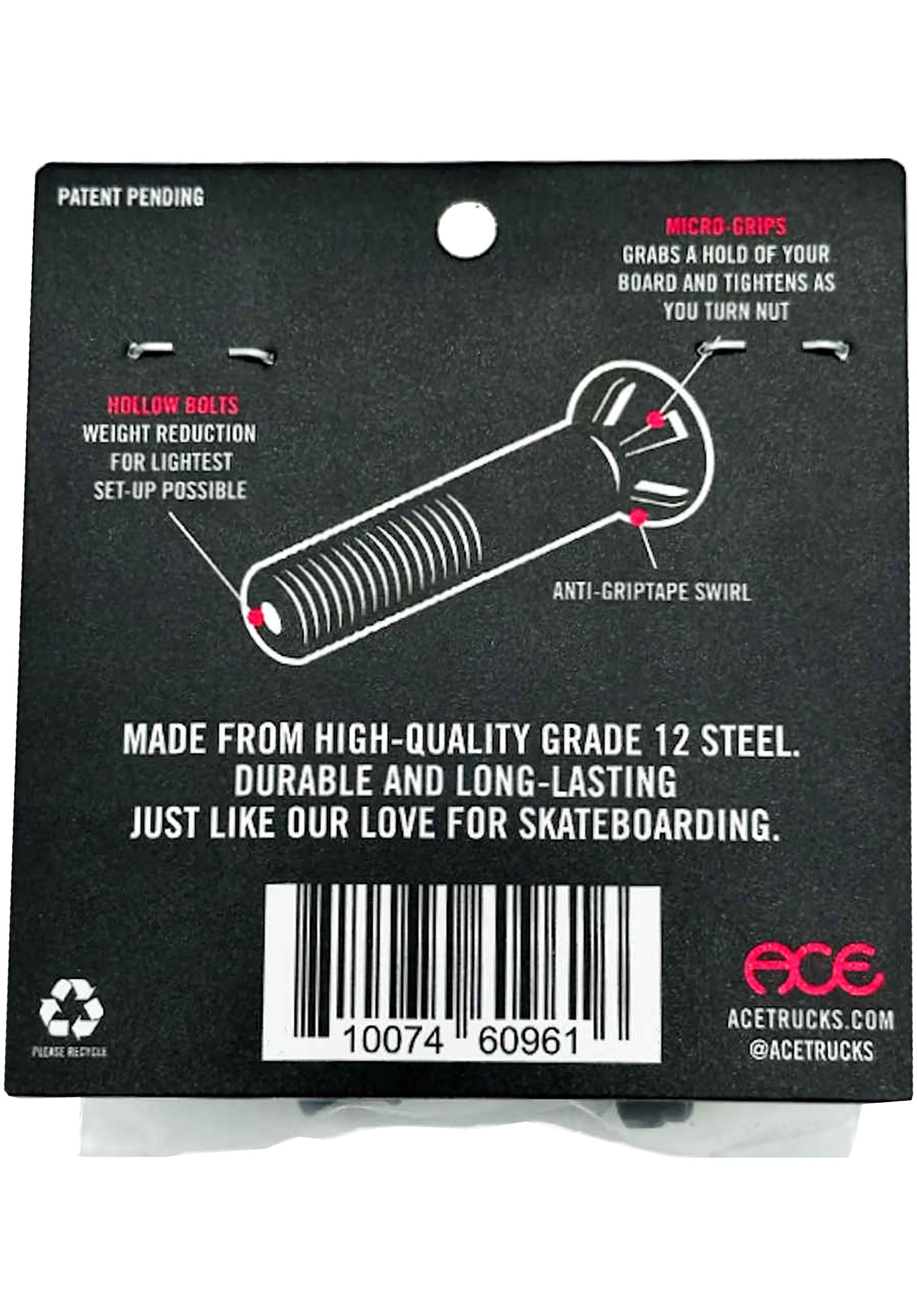 Allen 1 AF1 Hollow Bolts with Grippers black Rueckenansicht