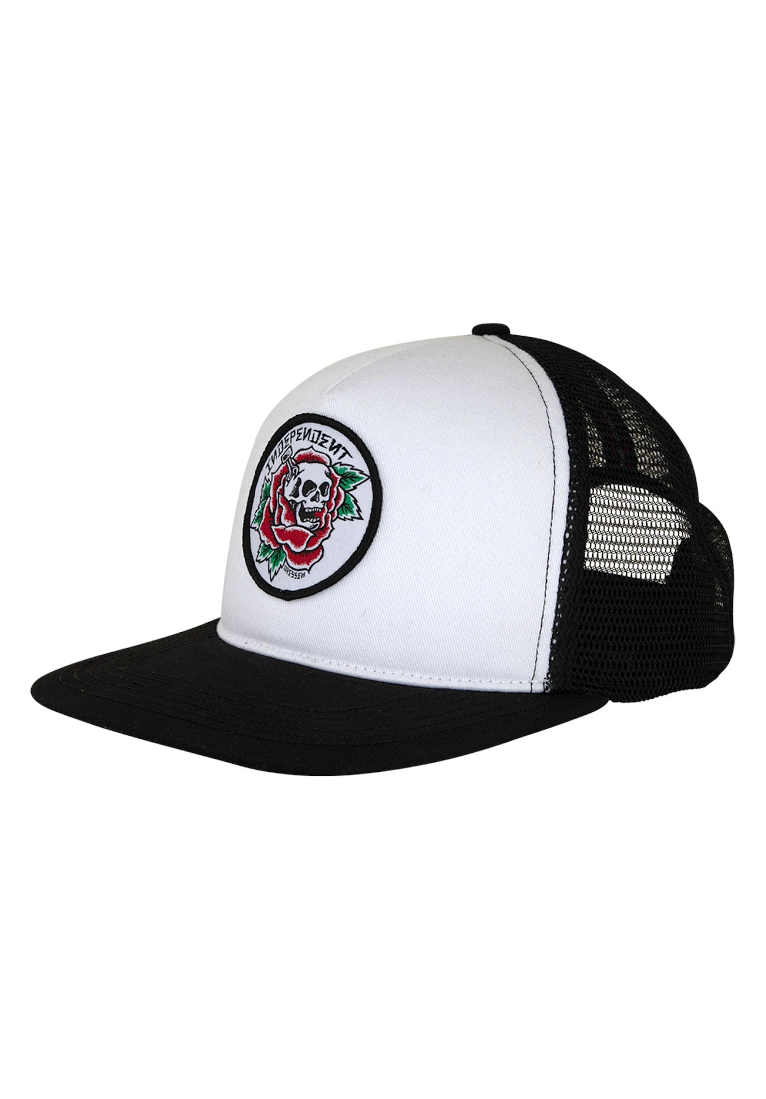 Dressen Skull Rose 5-Panel High Structured Snapbac white-black Vorderansicht