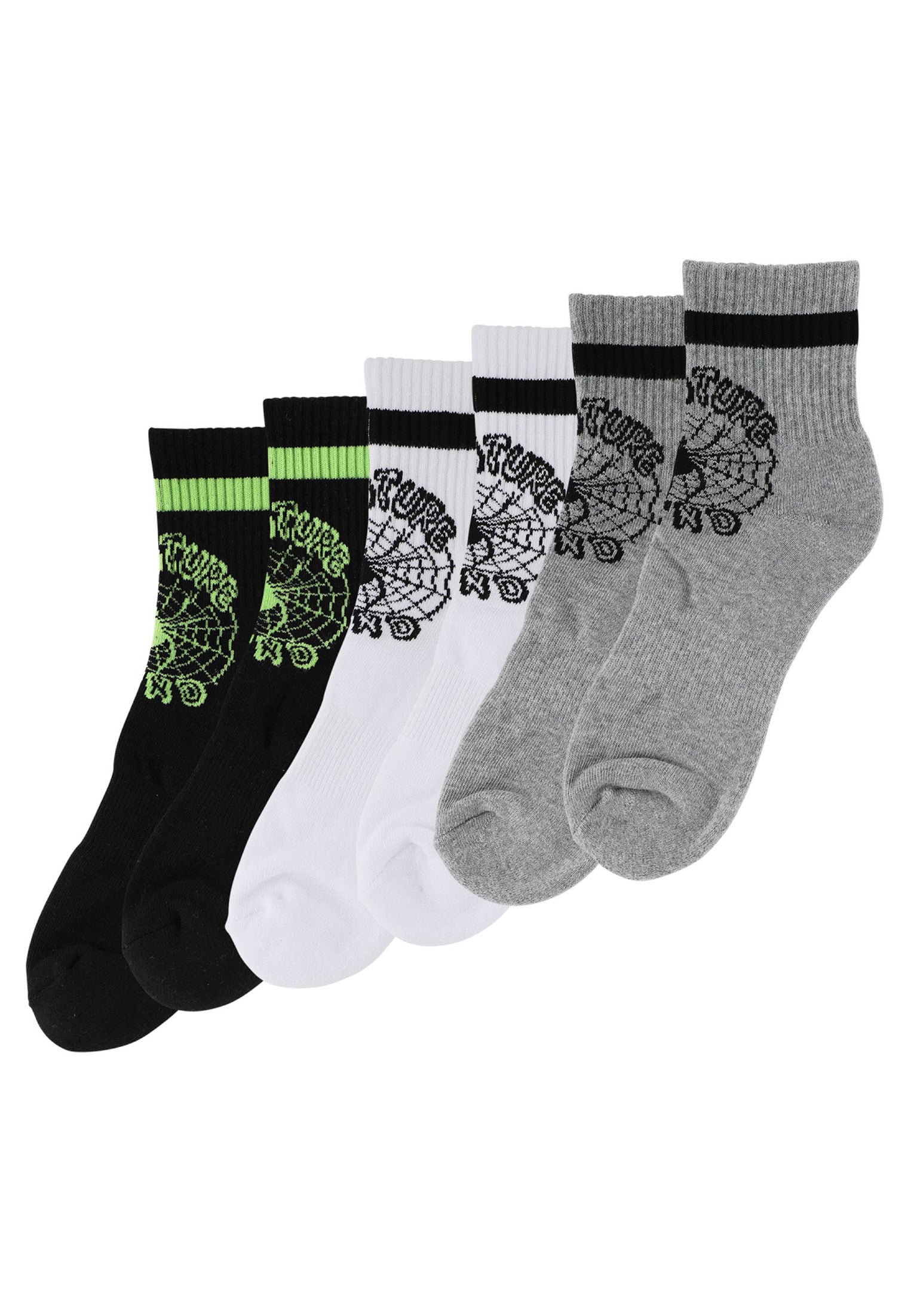 Web Quarter 3-Pack black-white-greyheather Vorderansicht