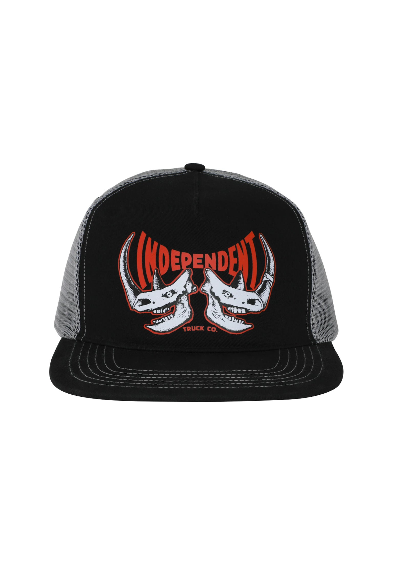 Rhino Span Mesh Trucker Unstructured Snapback black-grey Vorderansicht