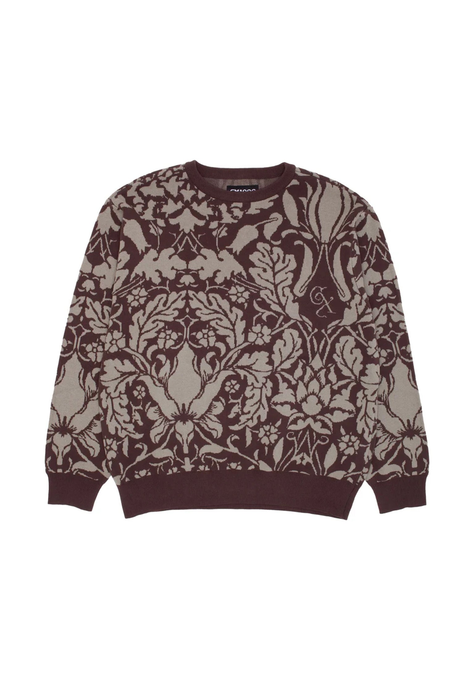 Jacquard Knit Floral brown-cream Vorderansicht