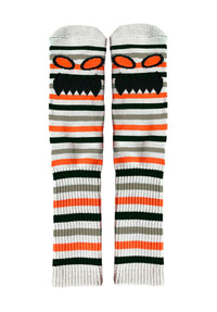 Monster Face Mini Stripes Crew grey-orange Vorderansicht