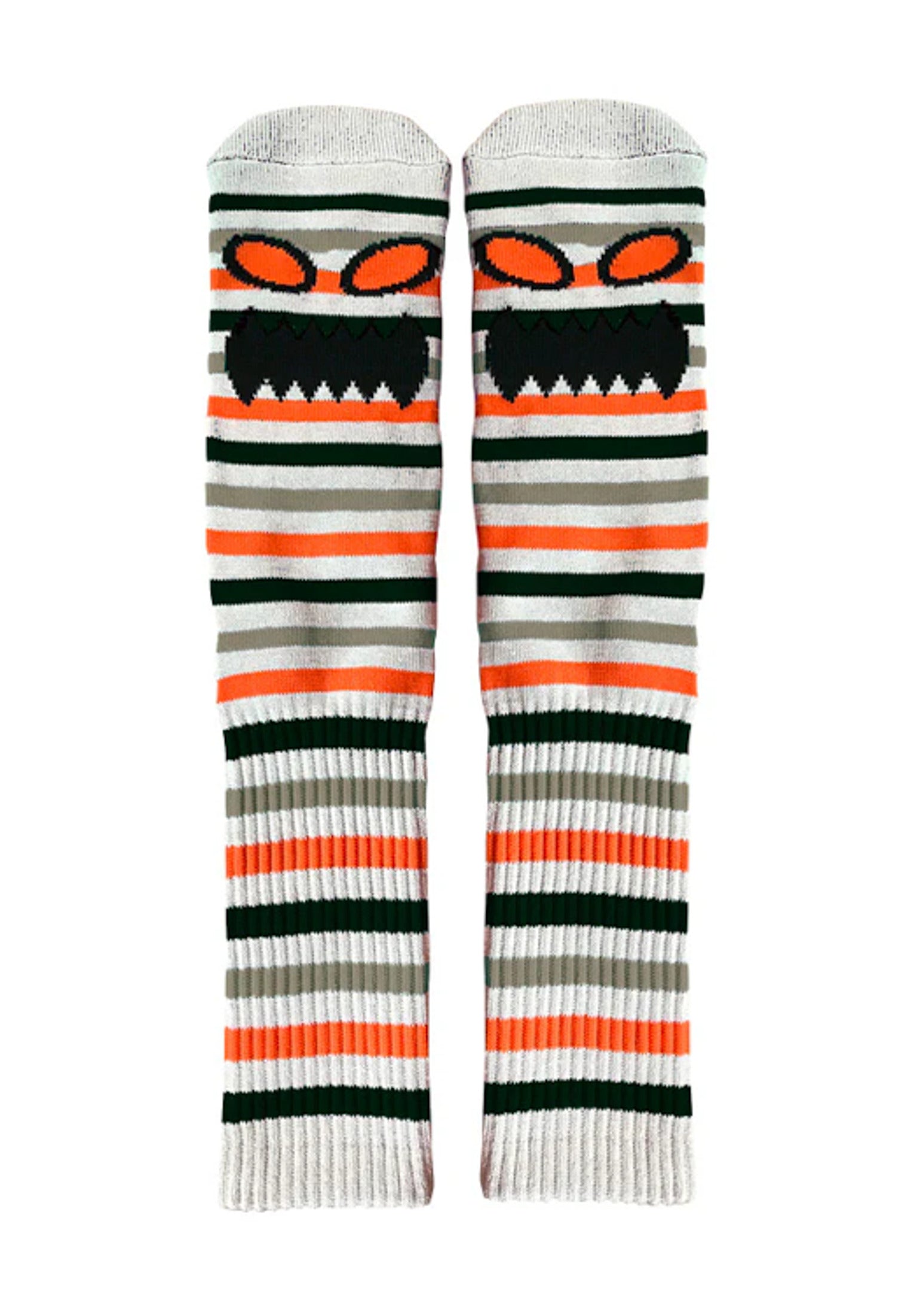 Monster Face Mini Stripes Crew grey-orange Vorderansicht