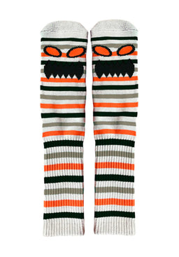 Monster Face Mini Stripes Crew grey-orange Vorderansicht