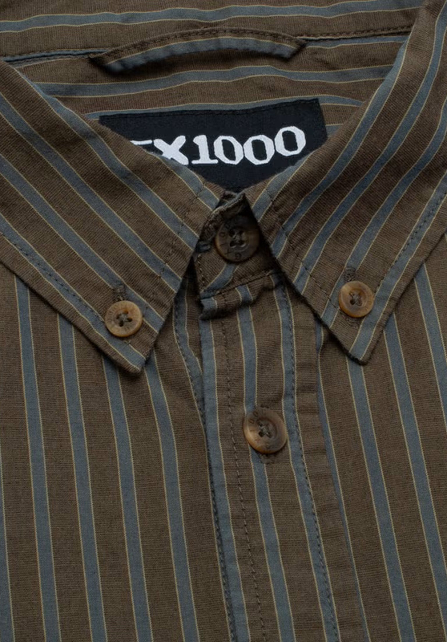 Long Sleeve Button Down brown-stripe Closeup1