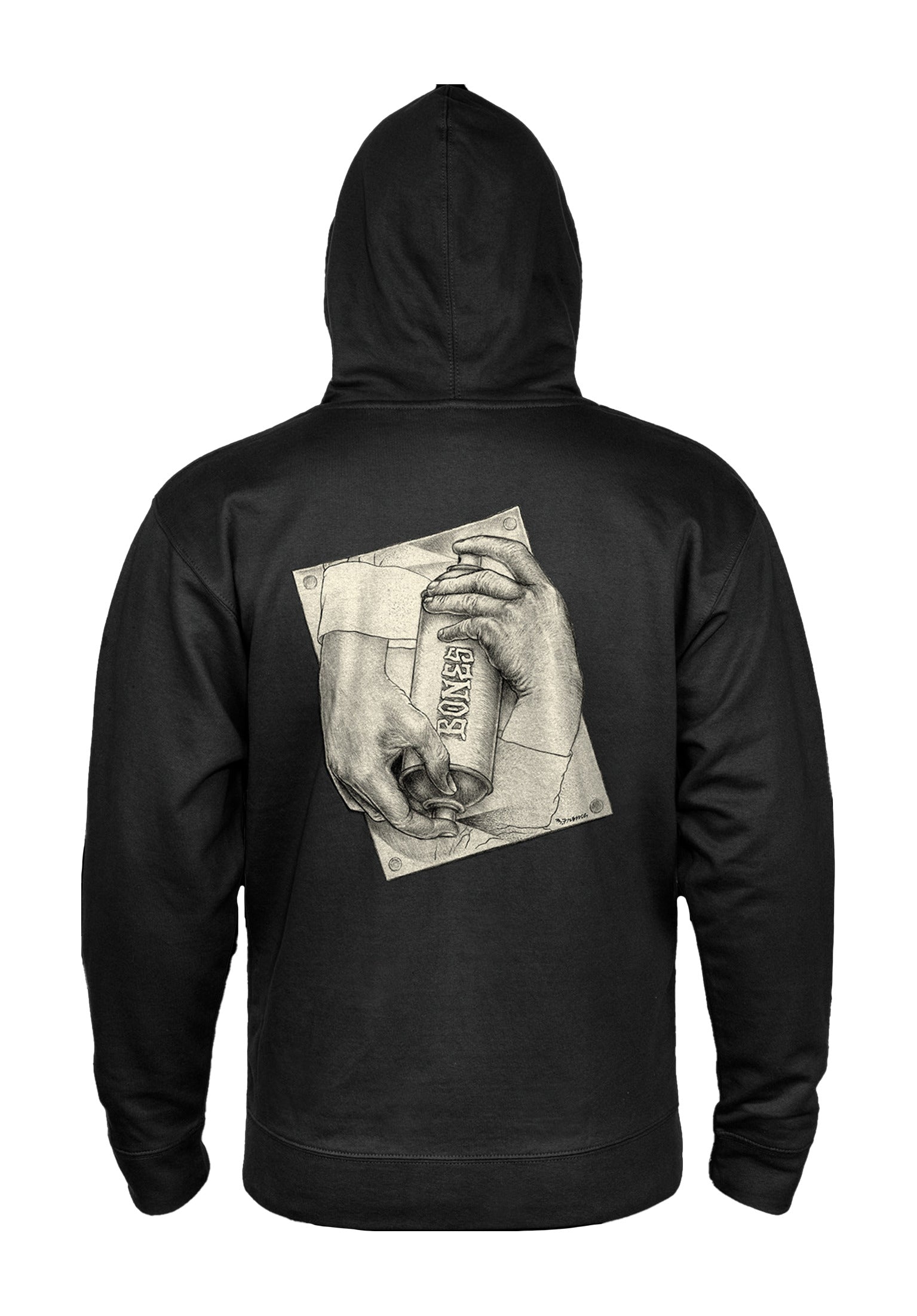 Spraying Hands black Rueckenansicht