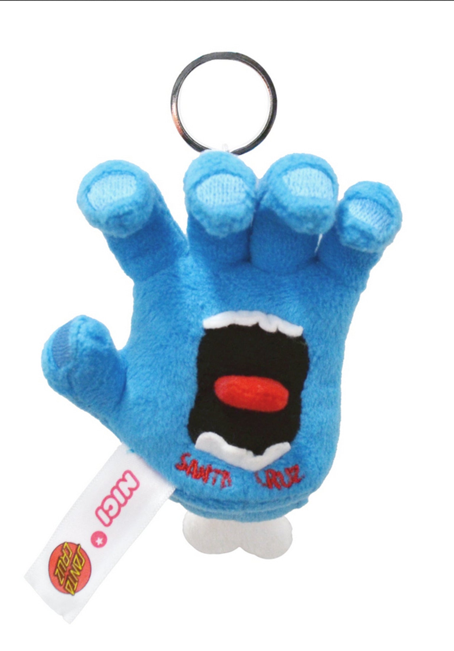 Screaming Hand Keychain Key Plush blue Rueckenansicht