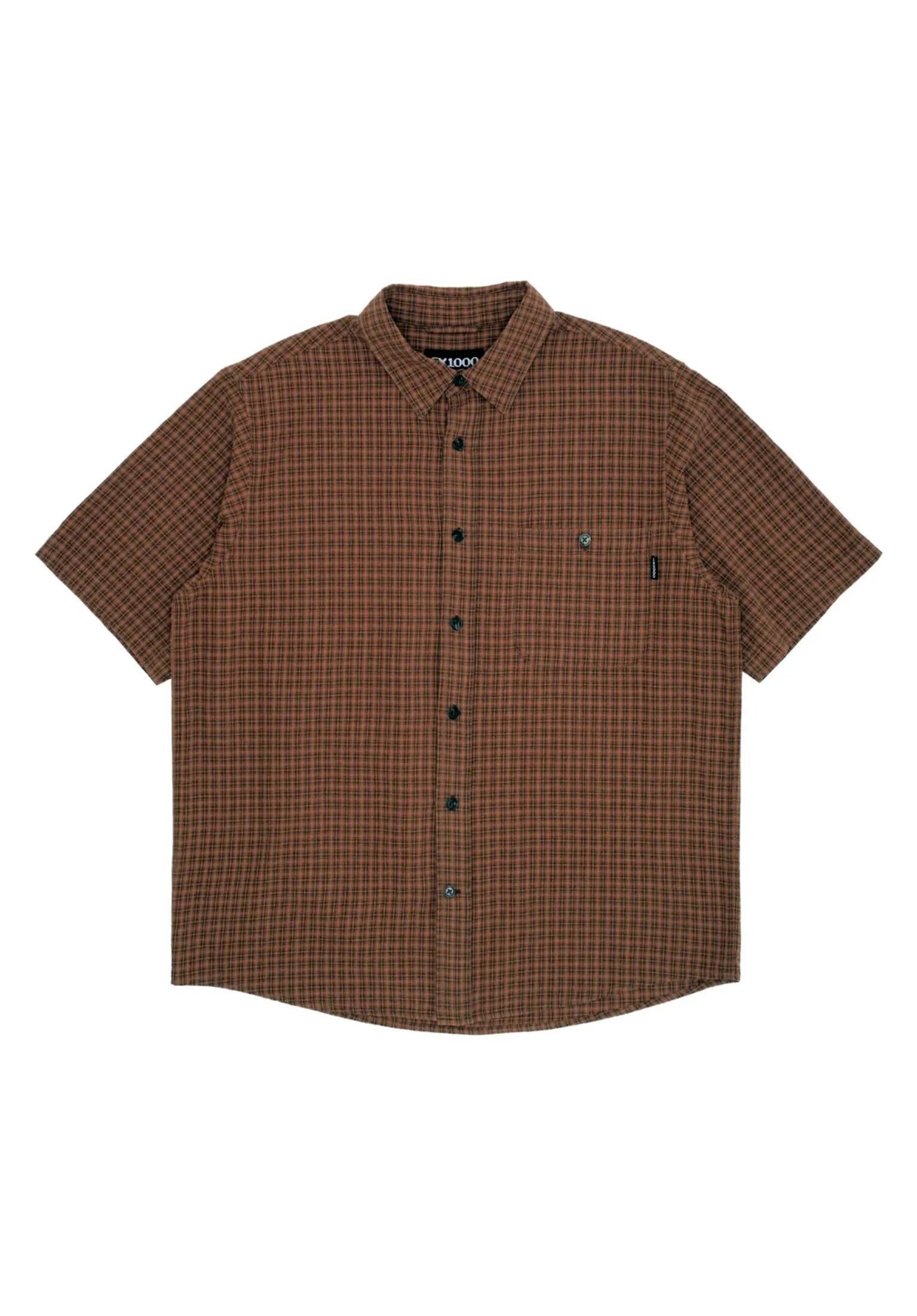 Short Sleeve Button Down brown-plaid Vorderansicht