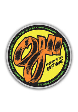 OJ2 Speedwheels Mini Clear Mylar Sticker 2 black-orange Vorderansicht