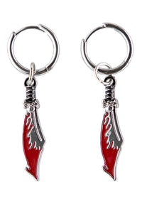 Meek Slasher Sword Earring Set silver-red Vorderansicht