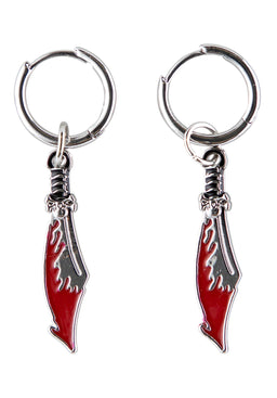 Meek Slasher Sword Earring Set silver-red Vorderansicht
