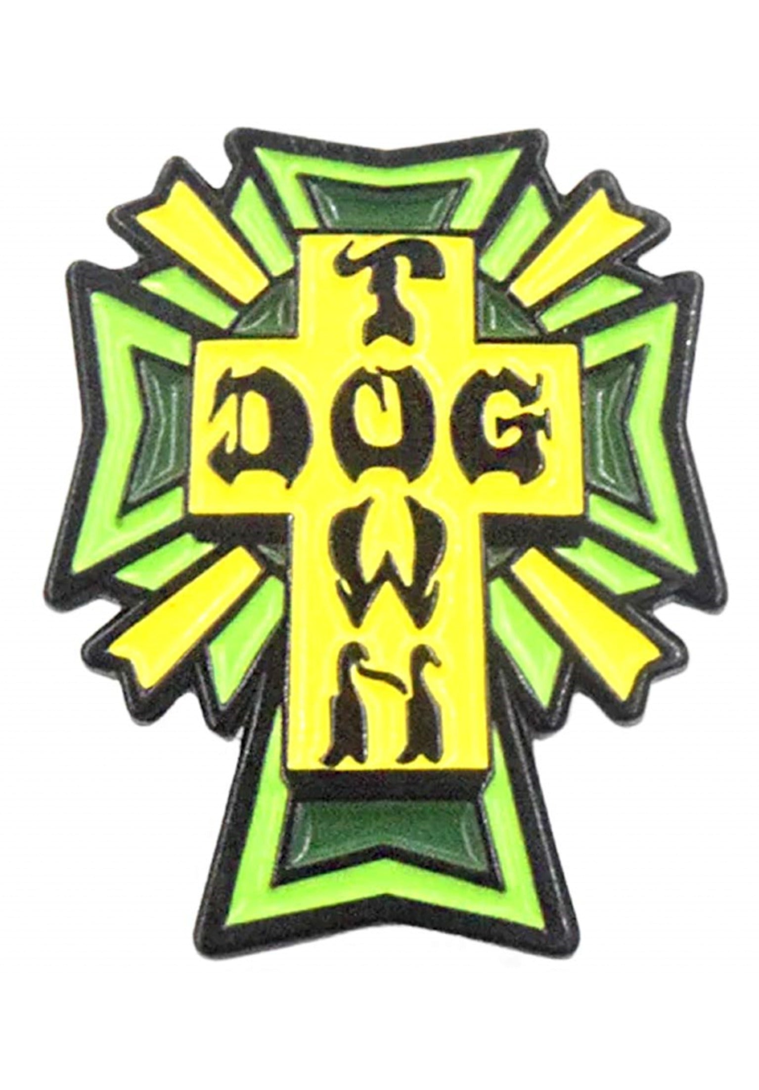 Enamel Pin Cross Logo green Vorderansicht