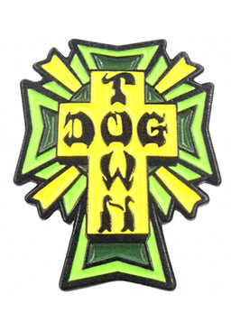 Enamel Pin Cross Logo green Vorderansicht