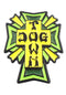 Enamel Pin Cross Logo green Vorderansicht