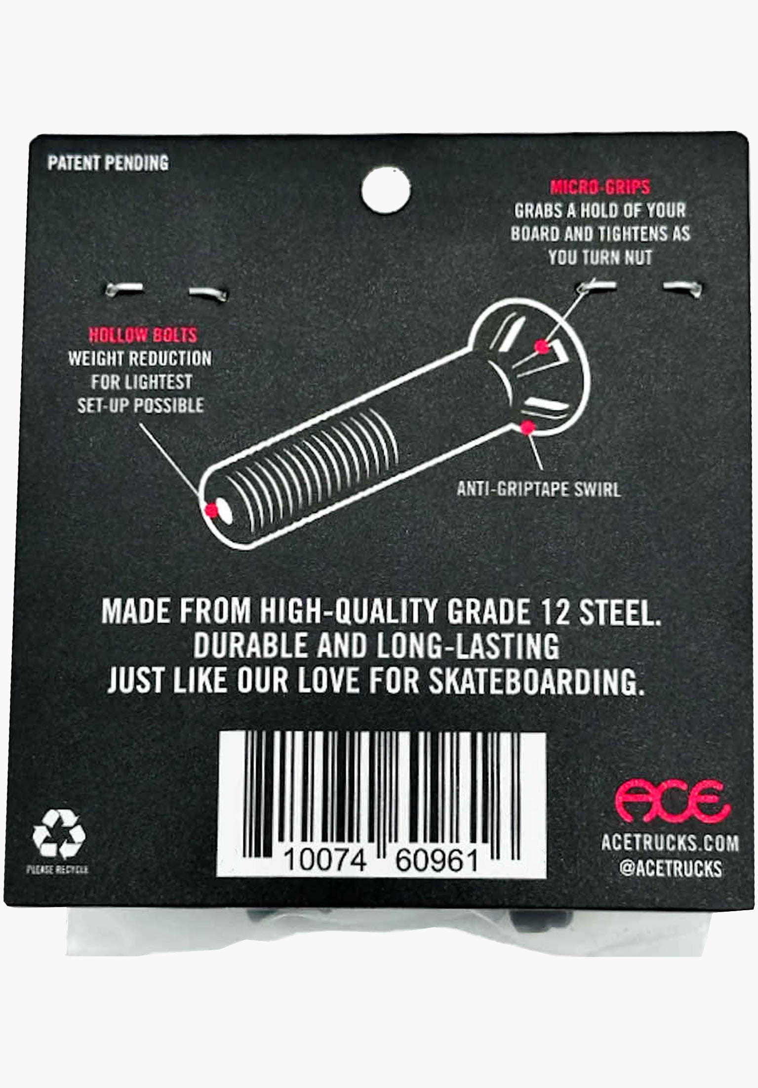 Allen 7/8 AF1 Hollow Bolts with Grippers black Rueckenansicht