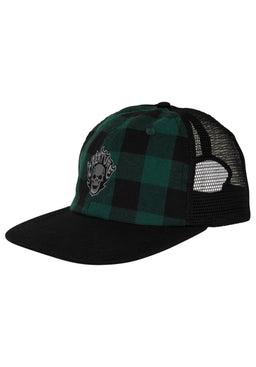 Bonehead Flame Wash Mesh Trucker Unstructrured Sna green flannel Vorderansicht