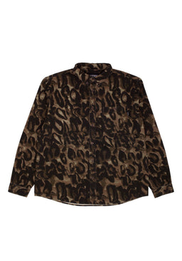 Long Sleeve Button Down brown leopard camo Vorderansicht
