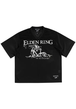 x Eldenring Tarnished Mesh Football Jersey black Vorderansicht