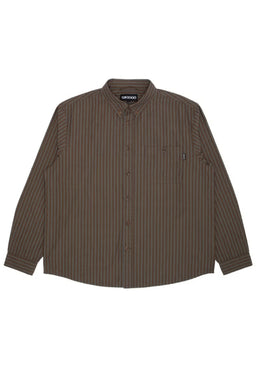 Long Sleeve Button Down brown-stripe Vorderansicht