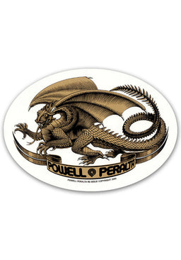 Oval Dragon 5 Sticker gold Vorderansicht