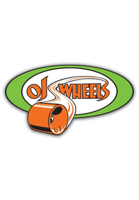 Retro White Vinyl 5 Sticker green-orange Vorderansicht