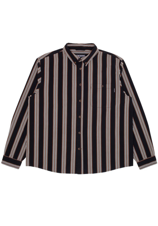 Long Sleeve Button Down black stripe Vorderansicht